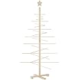 vidaXL Wooden Christmas Tree, Assemble Christmas Tree for Decoration, Christmas Decoration for Indoor Outdoor Party, Solid Wood Pine