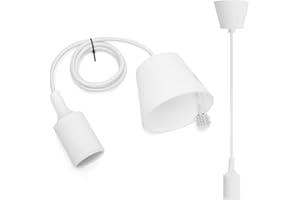 Aigostar Lampada a Sospensione in Silicone,Lampada Sospensione con 100cm Cavo,Portalampada E27 Compatibile con Paralume,Bianca