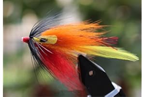 TIGOFLY 24 pcs Orange Body Yellow Tail Tube Flies Salmon And Sea Trout Fly Fishing Lures