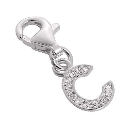 TheCharmWorksSmall Sterling Silver & CZ Crystal Initial Letter Clip-on Charm A - Z