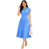 oxolloxo Women Cotton Party Dresses | Regular Fit Striped Shirt Collar | Full Length Shirt Dresses for Women