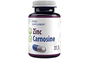 Zink L-Carnosine 120 vegan kapslar, Laboratorietestad, hög styrka, Gluten- och GMO-fri
