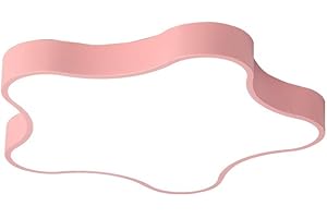 BigPinwheel Simple Star LED Plafonnier Macaron coloré, 3 températures de couleur, style nordique moderne Flush Mount Creative plafonnier pour chambre d'enfants, chambre à coucher, salon (Pink, 40cm)