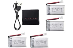 YUNIQUE GREEN-CLEAN-POWER YUNIQUE ITALIA 4 Pezzi Batteria Lipo Ricaricabile (3.7v, 720mAh Lipo) per Rc Droni Quadricotteri Syma X5 X5C X5SC X5SW, Cheerson CX-30W, Skytech M68, Wltoys F949 + Caricatore