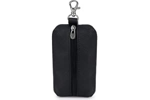 Auony Unisex Genuine Leather Key Case Wallet Pouch Bag Keychain Holder with Key Ring & Zipper