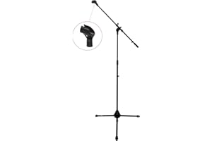 TEK audio MS290 Professional Microphone Stand with Boom all Metal and radio mic clip