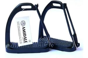 AMIDALE PEACOCK STIRRUPS HORSE EQUESTRIAN SAFETY IRON FILLIS STIRRUPS BLK/PINK/RED/BLUE/SILVER (4.25, BLACK)