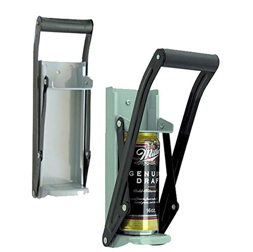 Glow Set of 2 Premium Wall Mounted 2 in 1 Can Crusher and Bottle Opener – Heavy Duty Large 16oz 500ml Aluminium Drinking Tin Can Kitchen Recycle Tool with Soft Grip Foam Handle and Bottle Opener