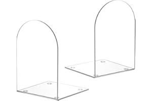 Deefongo 2Pcs Arch Acrylic Bookends,Heavy Duty Book End,Acrylic Book Stand,Non-slipTransparent Desk Organizer for Office Bookshelf Kid's Gift