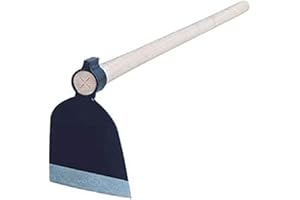 Azada con Mango - Diseño Templado y Forjado - Cabezal con Borde Afilado - Mango de Madera de 130 cm - Peso de 800 g - Ideal para Agricultura y Jardinería - Bikain