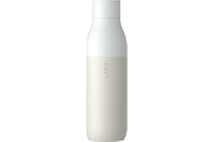 LARQ PureVis 740ml - Botella de agua de acero inoxidable con aislamiento, purificador de agua UV y premiado diseño | 24 horas fría o 12 horas caliente | 2 Años de Garantía, Granite White