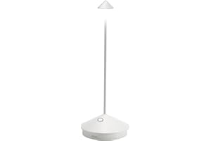 Zafferano, Pina, Lampada da Tavolo Ricaricabile e Senza Fili con Controllo Touch, Utilizzabile anche come Lampada da Esterni, Dimmer, 2200-3000 K, Altezza 29 cm, Colore Bianco Opaco
