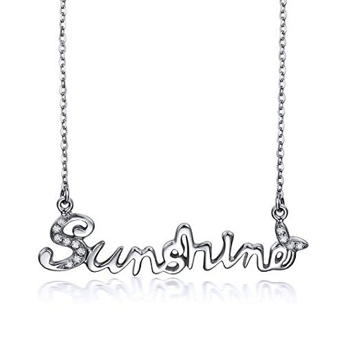 Galaxy Jewellery 925 Sterling Silver Sunshine Letter Word Women Necklace Chain Jewelry Silver