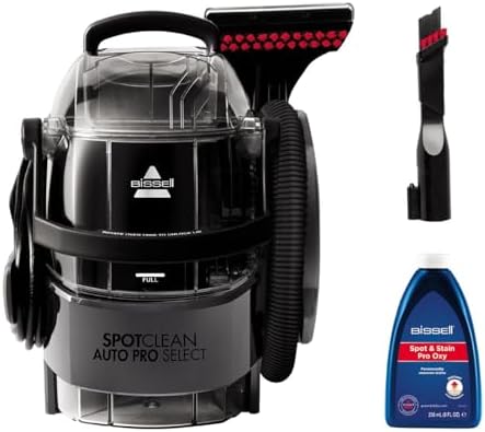BISSELL SpotClean Auto Pro Select, pulitore per tappeti, smacchiatore portatile da 750 W, pulitore per rivestimenti per rimuovere versamenti e sporco di animali domestici, 3730N