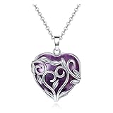 Crystaltears Amethyst Healing Crystal Necklace Flower Wrapped Heart Crystal Gemstone Pendant Necklace Quartz Crystals Jewelry For Women Gifts For Christmas