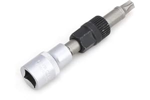 Stuurvnee Embout de Douille de Poulie D'Alternateur T50 avec Outil à 33 Dents Douille de Dissolvant de Boulon Central de Poulie D'Alternateur, Argent & Noir