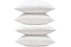 UK Care Direct Duck Feather Cushion Pads 45cm X 45cm (18” X 18”) Insert with 100% Cotton Cover – Hypoallergenic | Ethically Sourced Duck Feather Filling | Handmade in the UK | Pack of 4