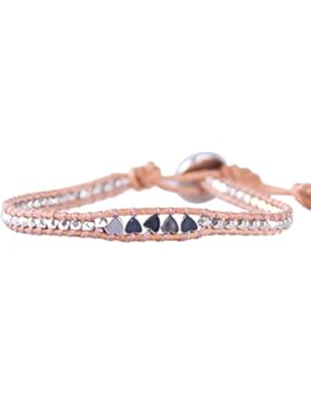 KELITCH Silver plated Heart Beaded Single Wrap Bracelet Handmade Cuff Bracelet New Jewelry