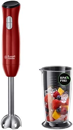 Russell Hobbs Frullatore a Immersione, 2 velocità, Gambo rimovibile, Lavastoviglie ok, Bicchiere 700 ml incluso, 500 W, 12.000 giri/min, Desire Rosso, 24690-56
