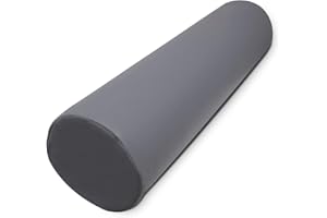 QUIRUMED WELLCORE Cojín cilindro para masaje, 60 x 15 cm, Polipiel, Desenfundable, Rellenos de Espuma, para Yoga, para Fitness, para camilla de Masaje, Ergonómico, Plata