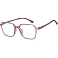 LENSKART AIR Color Flex | Pink Transparent Full Rim Rectangle | Light weight, Flexible, Durable and Unbreakable | Bluecut & Antiglare Computer Eyeglasses | For Women | Medium | LA E14835