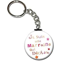 Je suis une MARRAINE qui déchire Porte clés chaînette 38mm ( Idée Cadeau Baptême Communion Noël )