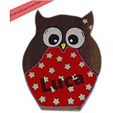 pinkeSterne ☆ Kinderschild Holz Holzeule Eule Pink Sterne Holzschild Deko