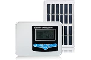 FULHOLPE Automatic Drip Irrigation Kit, Solar Garden Automatic Watering Device Smart Water Pump, Outdoor Plants Self Drip Irrigation Solar Energy Charging Timer System for Potted Plants Vacation Plant Watering