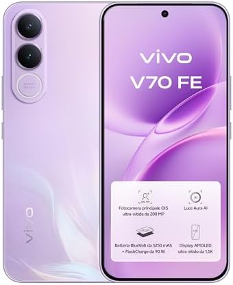 Smartphone vivo V70 FE, fotocamera principale da 200 MP, 8+256GB