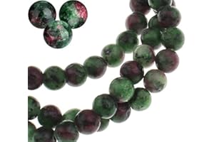 PERLIN Piedras preciosas de rubí en zoisit, rubí en zoisite, bola de 10/8/6/4 mm, piedra semipreciosa, perla de piedras preciosas con agujero para enhebrar, perlas de joyas (10 mm, 12 unidades)