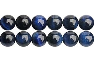 SKYBEADS Quartz Oeil De Tigre Bleus Ronde 6mm pour Bijoux Longueur 38cm environ 60 pcs (Naturelles l'oeil de Tigre Couleur Teintées)
