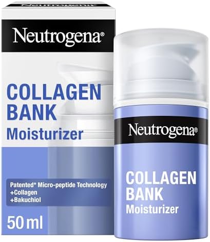 Neutrogena Collagen Bank Crema Idratante Viso, Crema Collagene viso con Tecnologia Micropeptidica brevettata e Bakuchiol anti-età per tutti i tipi di pelle, Formula leggera per uso quotidiano, 50 ml