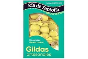 VEMOSA Gildas con anchoas de Santoña 6 uds, PACK 1 BANDEJA. Con guindilla, aceitunas rellenas, anchoas, aceite de girasol y sal. Ideal para aperitivos, marida con cerveza o txakoli.