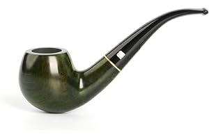 MUXIANG Briar tobaksrör – böjt, briar trä, handgjord, grön, 9 mm filter, rengöringsmedel, skrapa, skärm, borste, väska, stati