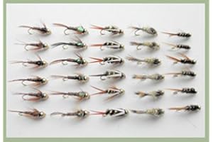 TROUTFLIES GOLDHEAD NYMPHS Forellenfliegen / Köder / Nymphen mit Goldkopf, gemischt 10/12, zum Fliegenfischen, 30 Stück