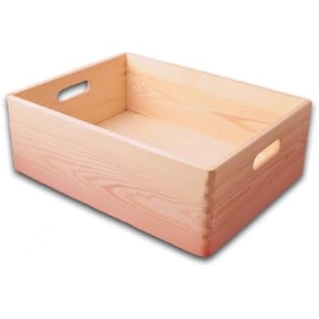 offene Aufbewahrungsbox/ Holzkiste m. Grifflöchern Kiefer unbehandelt