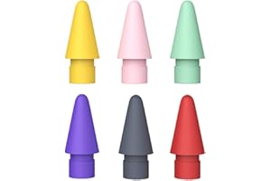 ARBLEL Tips Compatible with Apple Pencil 2 Tips 1st Gen and 2nd Generation nib Replacement for iPad Pro iPencil 2 nibs 6 Pack (Red Yellow Purple Powder Gray Cyan)
