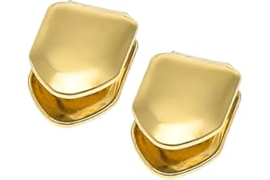 FSSTUD 2 pz 14K placcato oro denti falsi tappi per denti singoli dorati bocca denti griglie dentali hip hop denti bretelle accessori per feste