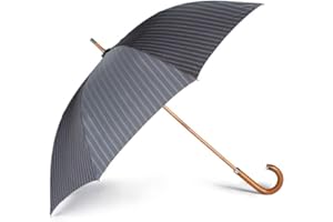 VOGUE Paraguas hombre largo Luxury Colection estampado, clásico y muy elegante, puño de madera Piantino, tejido Pongee, con acabados cromados. Todo un lujo para los días de lluvia. (Rayas)