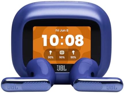 JBL Live Flex 4, Auricolari Wireless con Cancellazione Adattiva del Rumore, Bluetooth, Autonomia di 50 Ore, Impermeabilità IP54, Smart Charging Case, Blu
