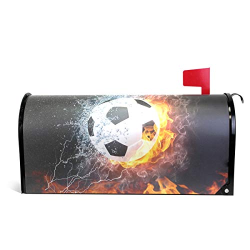 senya Magnetic Mailbox Cover Burning Football Pattern Standard Sized