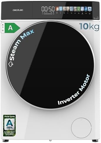 Cecotec Lavatrice 10 Kg Carica Frontale Bolero DressCode 10900 Inverter FullColor A Max. 2000W, 1400rpm, 11 Programmi, Motore Inverter Plus, Classe A, SteamMax, Schermo FullColor di 10.3"