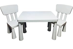 VIIAN Tavolino Ikea Mammut per bambini, con 2 sedie, per interni ed esterni, colore: bianco