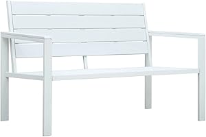 ‎VIDAXL vidaXL Gartenbank Sitzbank Parkbank Gartenmöbel Bank Terrassenbank Balkonbank Außenbank Garten Balkon Outdoor 120cm HDPE Weiß Holzoptik