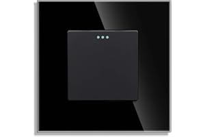 JIMEIDA Interruptor de luz de 1 vía, 1 vía, de cristal, color negro, empotrable, interruptor de pared, interruptor basculante, 10 A, 250 V