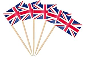 AhfuLife 200PCS Drapeau Royaume-Uni Bâton Cocktail, Drapeau de Cure - dents Grande-Bretagne pour Sandwich Nourriture Cupcake Toppers Vaisselle Fête Fournitures Pub Jeux Olympiques Euro Football Coupe