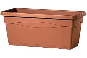 DEROMA 9b510sz – Jardinière rectangulaire en Plastique, 80 x 37 x 33.5 cm, Couleur Marron