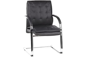 hjh OFFICE 600921 Freischwinger Villa V Leder Schwarz Besucherstuhl Konferenzstuhl mit Armlehnen, gepolstert