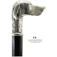Spazierstock, Hund poenter massiv Massivholz Zinn Gehstock Silber Farbe Holz elegant alten Vintage italy für die Freiheit für einen Mann eine Frau Cavagnini