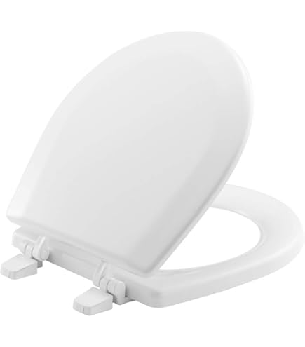 BEMIS Buxton/Atlantic Spa Whisper Grey Ultra-Fix Plastic Thermoplast Toiletbril | WC-bril die niet loskomt en past op de meeste toiletten, verstelbare chromen scharnieren | Thermoplastisch